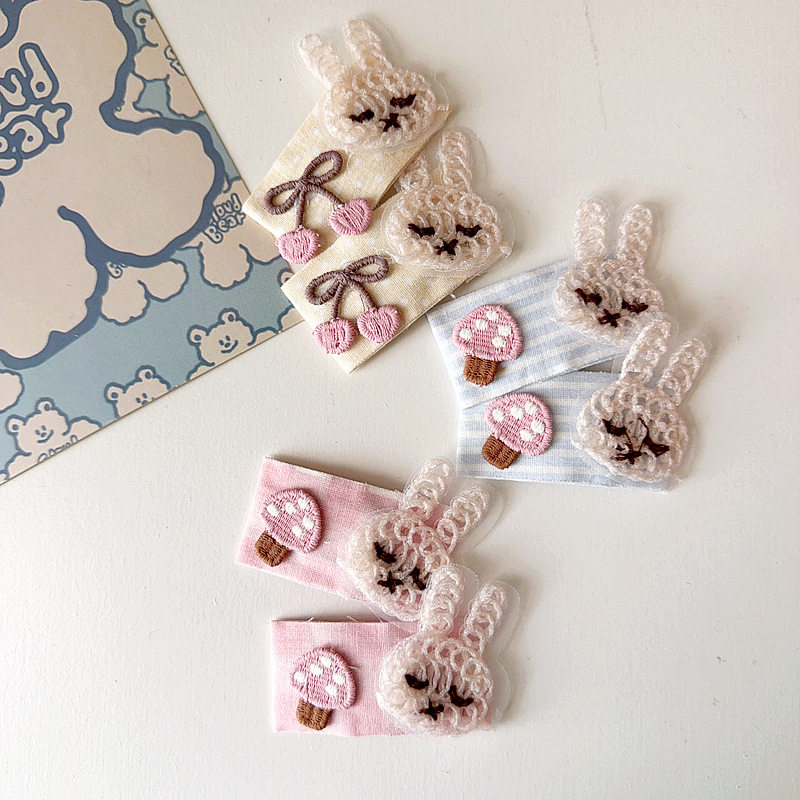 日系卡通可爱小兔子发夹女童立体刺绣发饰儿童头饰