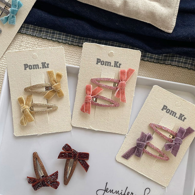 卷糖果儿童森系蝴蝶结发夹女甜美发饰多色丝绒质感公主风BB夹发卡