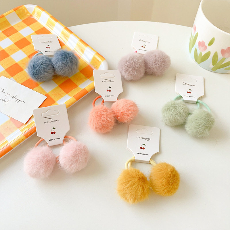 卷糖果儿童发圈秋冬可爱毛球球发圈宝宝皮筋小清新不伤发韩版发绳