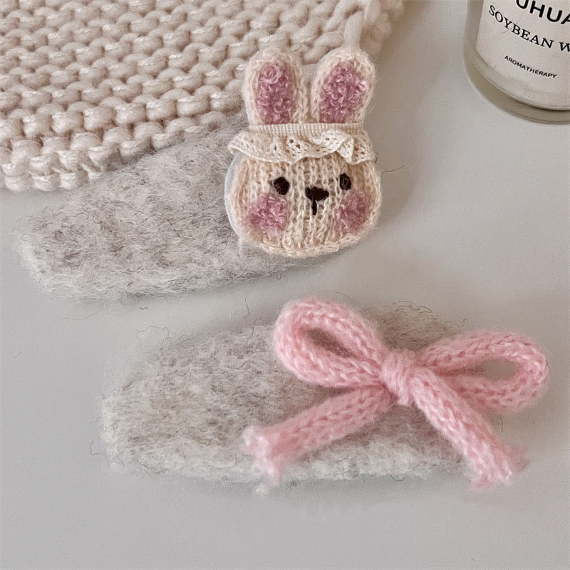 卷糖果儿童毛线小清新兔子发夹