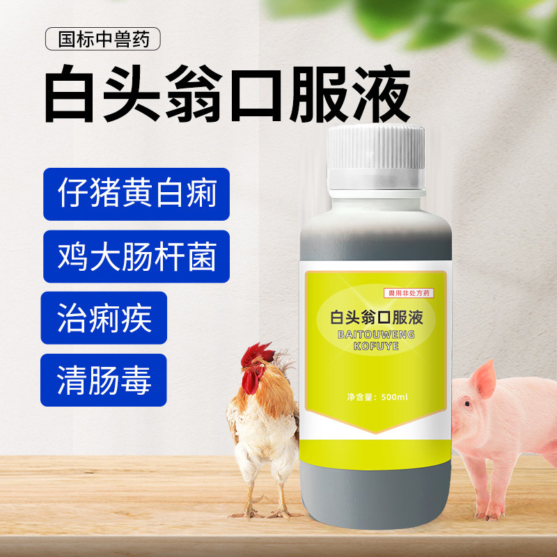牧品兽药家禽白头翁口服液止痢猪牛痢疾腹泻红黄白痢拉稀肠炎