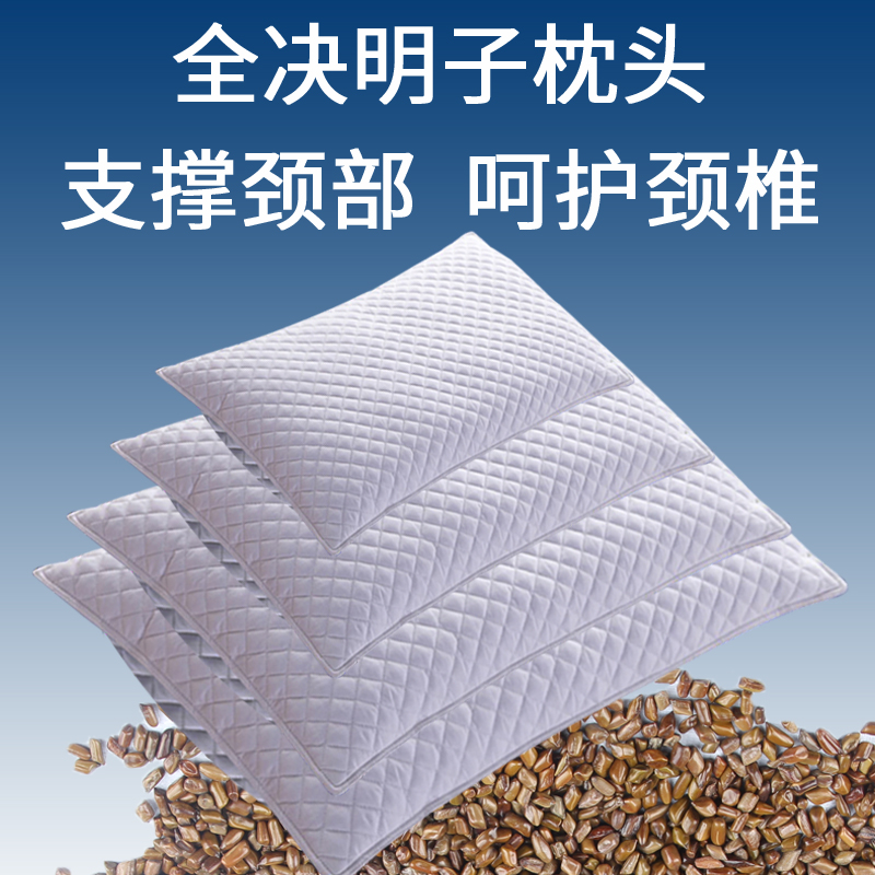 决明子枕头全填充野生大颗粒助成人儿童老单人护颈椎枕芯睡眠硬枕