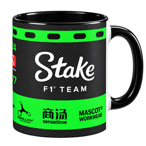 Stake索伯赛车涂装马克杯黑绿配色陶瓷咖啡杯带柄车迷水杯