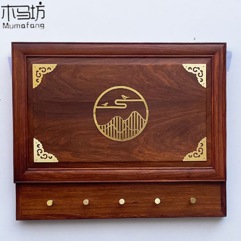 花梨木现代中式红木实木电表箱置物架挂件创意遮挡箱配电箱装饰画图片