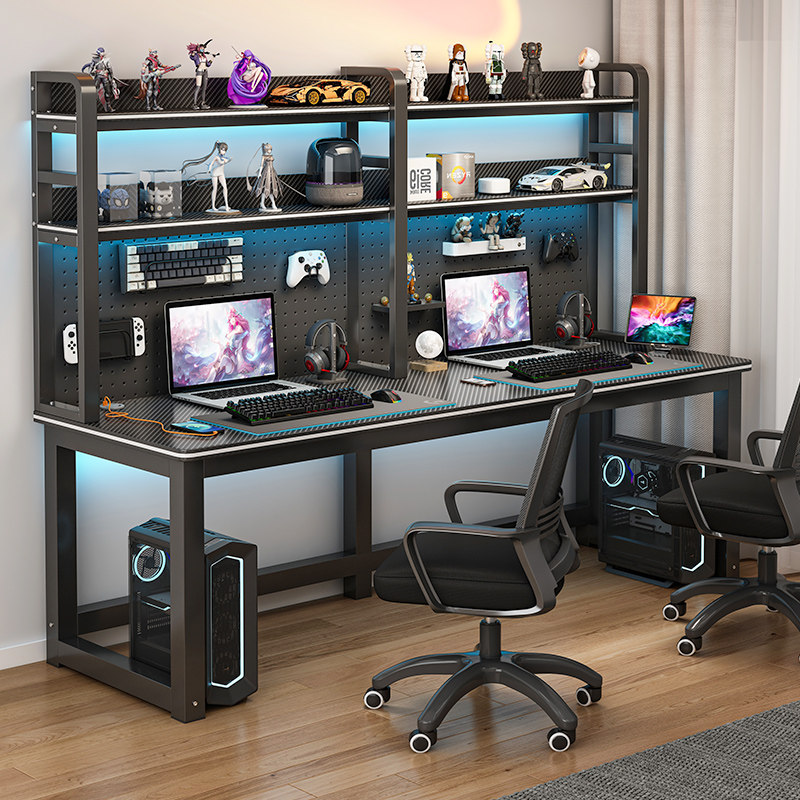 台式电脑桌家用洞洞板书桌书架一体卧室双人学习桌子电竞桌椅套装,住宅家具,电脑桌,淘宝优惠券,粉丝福利购,淘宝优惠卷