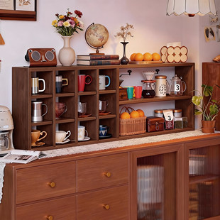 实木杯架杯子收纳置物架多宝格餐桌面咖啡餐边柜水杯放置架博古架