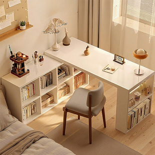 转角书桌学生家用写字桌拐角办公桌简易书桌书架一体桌卧室电脑桌