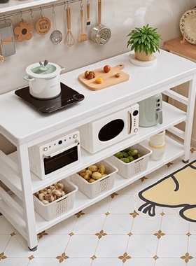厨房置物架落地式多层收纳架储物柜置地式白色微波炉架多功能柜式