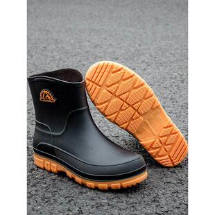 德国男式 中小腿雨靴水靴加棉到Heattech洗车工作胶 雨靴防滑防水鞋