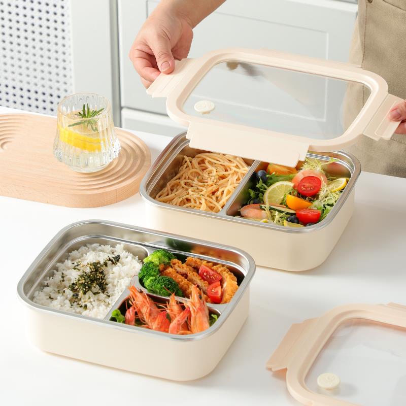 304不锈钢保鲜盒上班族大容量1200ML饭盒可微波炉加热防烫便当盒