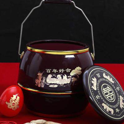 子孙桶结婚女方陪嫁物品手提婚庆喜桶红色福桶新娘出嫁用品痰盂桶