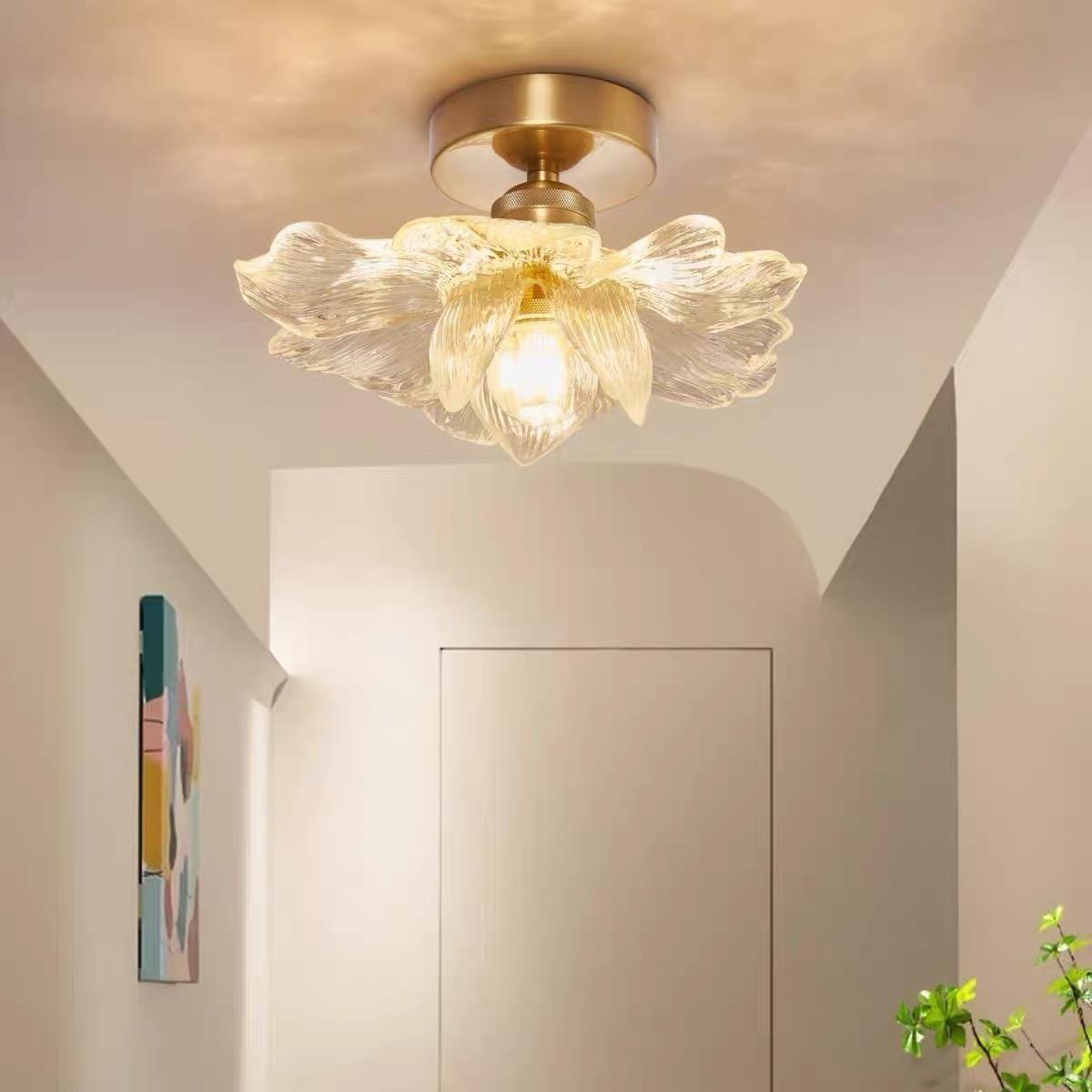 法式复古全铜衣帽间花瓣吸顶灯走廊过道灯阳台入户玄关灯床头吊灯