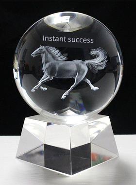 水晶玻璃球3D雕刻立即成功乔迁家装支持定制的标志图案