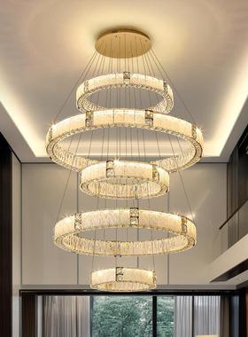 覆式楼别墅大吊灯现代轻奢挑空水晶灯楼中楼loft别墅挑高客厅吊灯