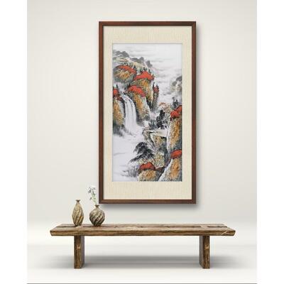 山水画堂口国画纯手绘字画书画中式装饰画三尺中堂无款写意100GG