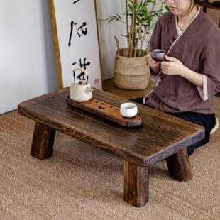 实木榻榻米矮桌飘窗茶桌中式古风小茶几坐地茶台简约坑几阳台小桌