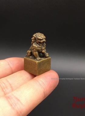 纯铜屋小狮子口袋天工硬铜印方迷你小印章装饰铜器古董微雕