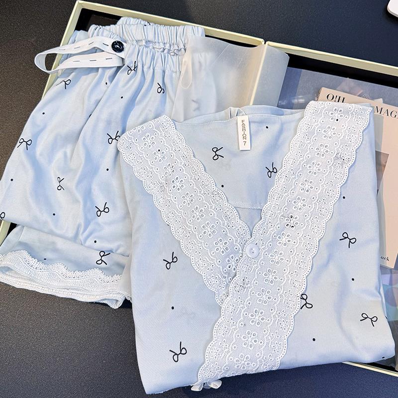 纯棉月子服带胸垫夏季薄款孕妇睡衣产后产妇哺乳哺乳怀孕家居套装