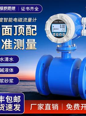福罗思德电磁流量计耐酸碱泥浆废水智能污水管道式流量计一体两件
