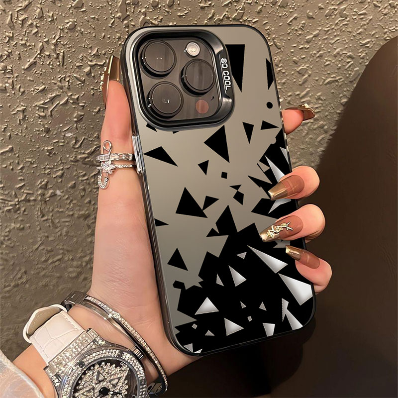 适用于华为系列男黑白几何彩银壳