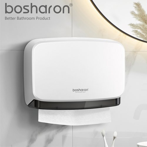 博莎朗挂壁式免打孔擦手纸盒
