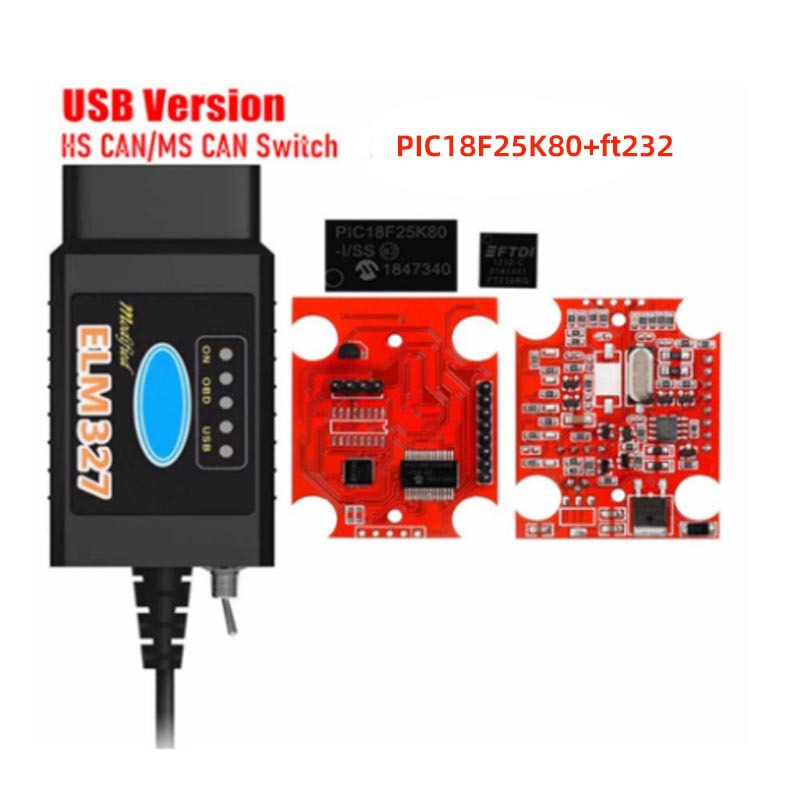 ELM327 USB FT232+PIC18F25K80 带开关接口刷隐藏功能线FORD USB