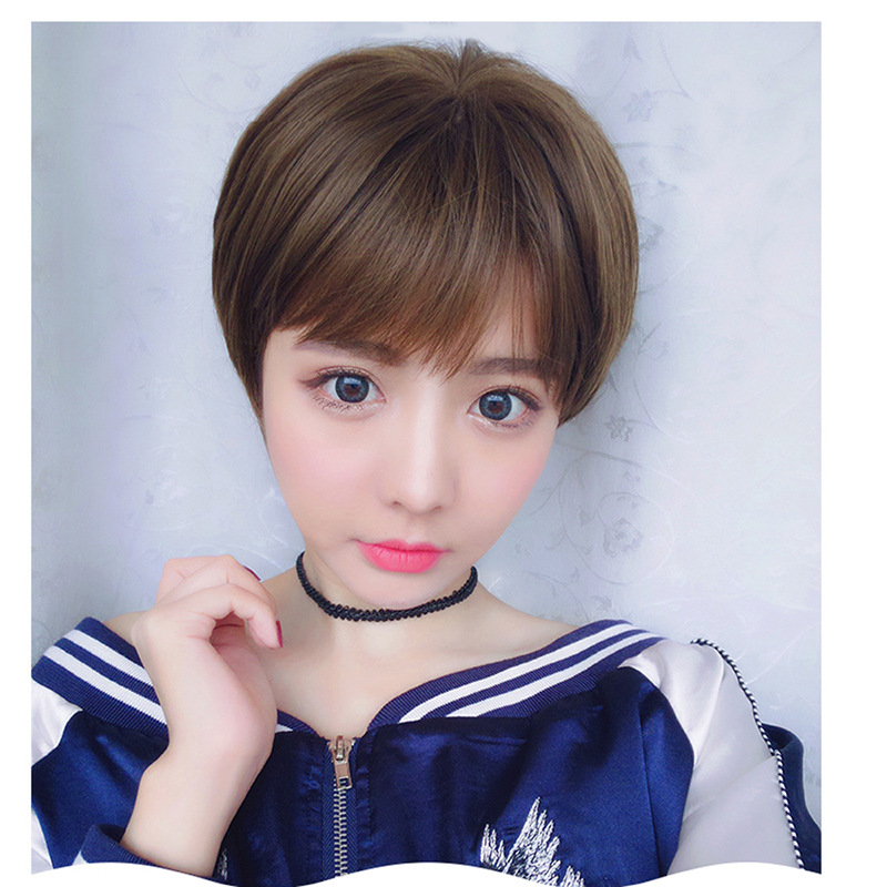 短发假发女帅气 中性 短直发套潮流明星同款真人发丝时尚假发