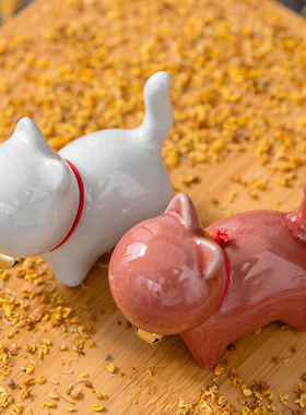 可爱小玉兔动物猫猫茶宠摆件兔年装饰办公室桌面家居饰品礼品陶瓷