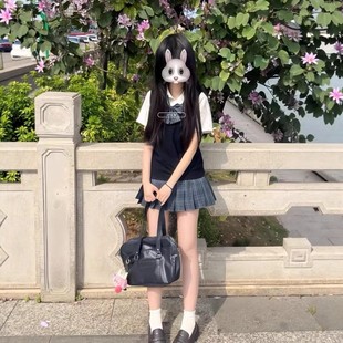 风吹麦香jk秋日系原创jk纯色制服学院风叠穿漫感上衣背心马甲上衣