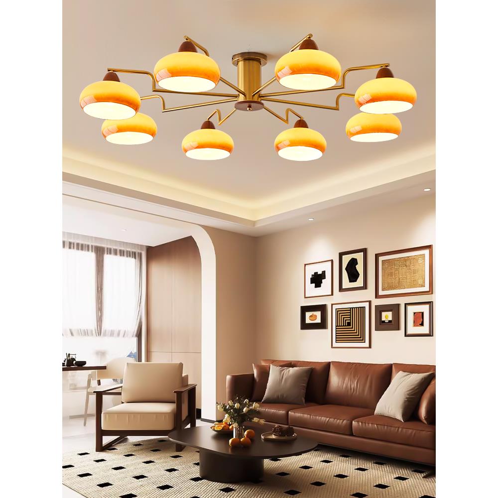 中世纪风格的柿子客厅吸顶灯包豪斯覆古餐厅主卧室书房覆古B&B灯