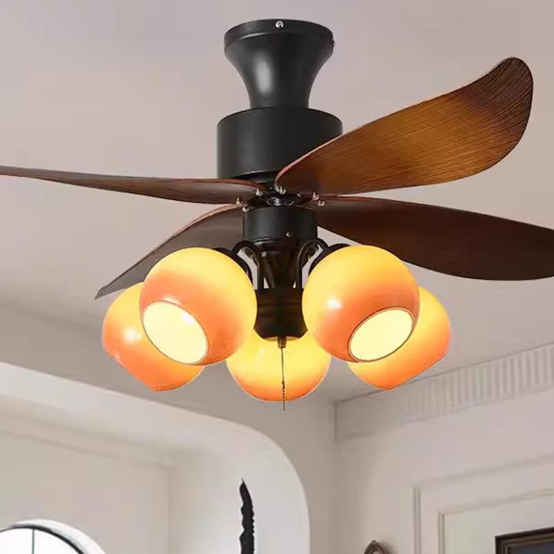 法式中古客厅吊扇灯中式饭厅电风扇吊灯覆古卧室吊扇灯智能变频