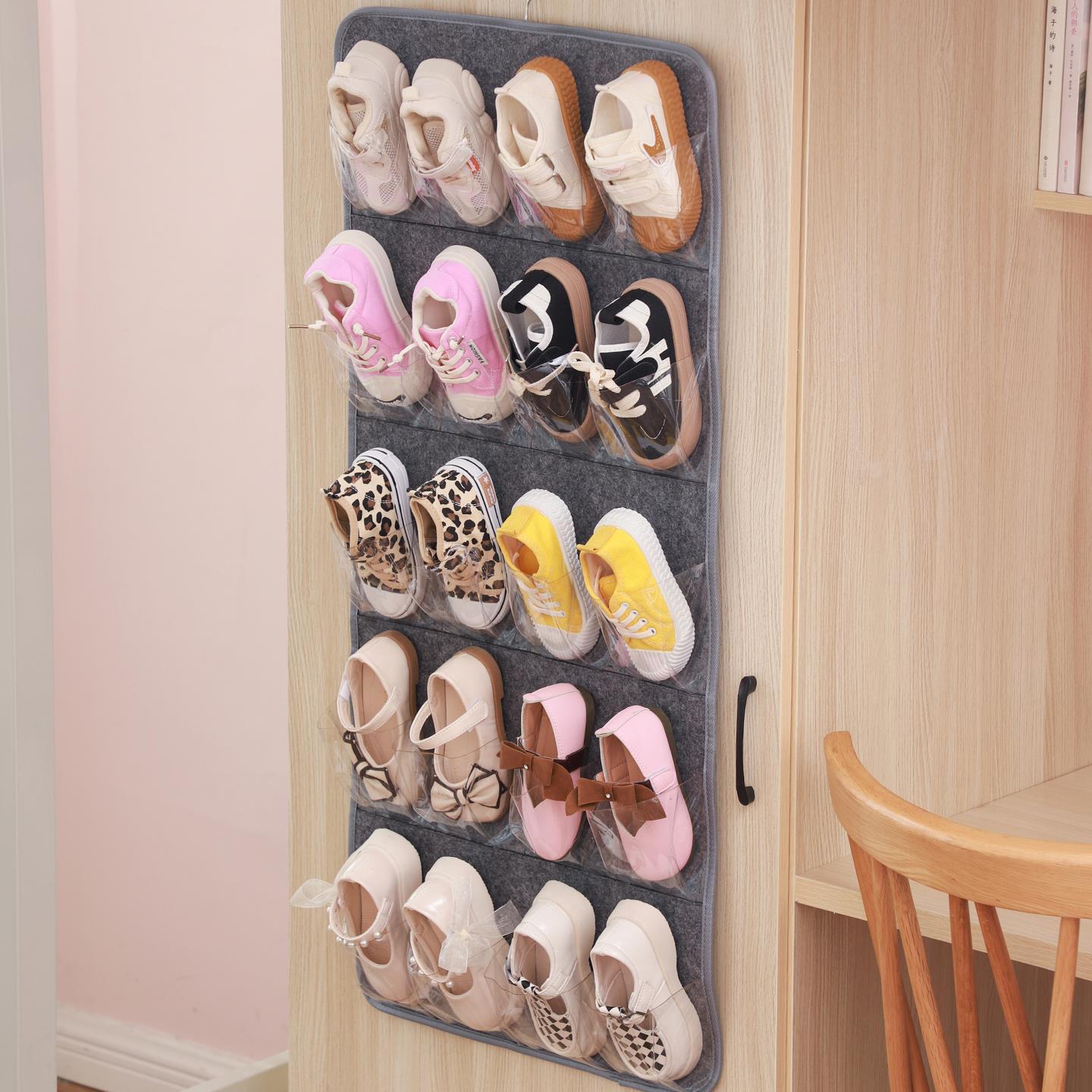 婴儿鞋子收纳神器门后壁挂小孩鞋架省空间放童鞋挂袋分格大容量