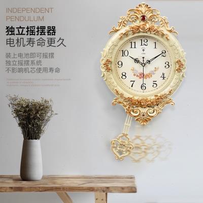 欧式钟表创意挂钟摇摆时尚挂墙挂表静音客厅时钟石英钟装饰时钟