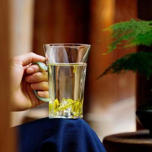 方圆观山杯高硼硅玻璃办公杯绿茶专用泡茶杯创意家用带把手水杯