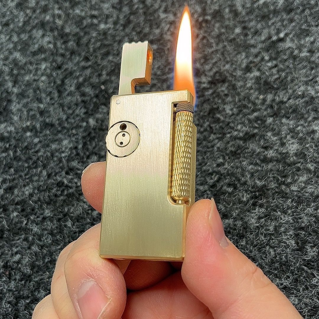 黄铜抬臂煤油打火机复古砂轮侧滑耐用双油仓个性创意刻字送礼品潮