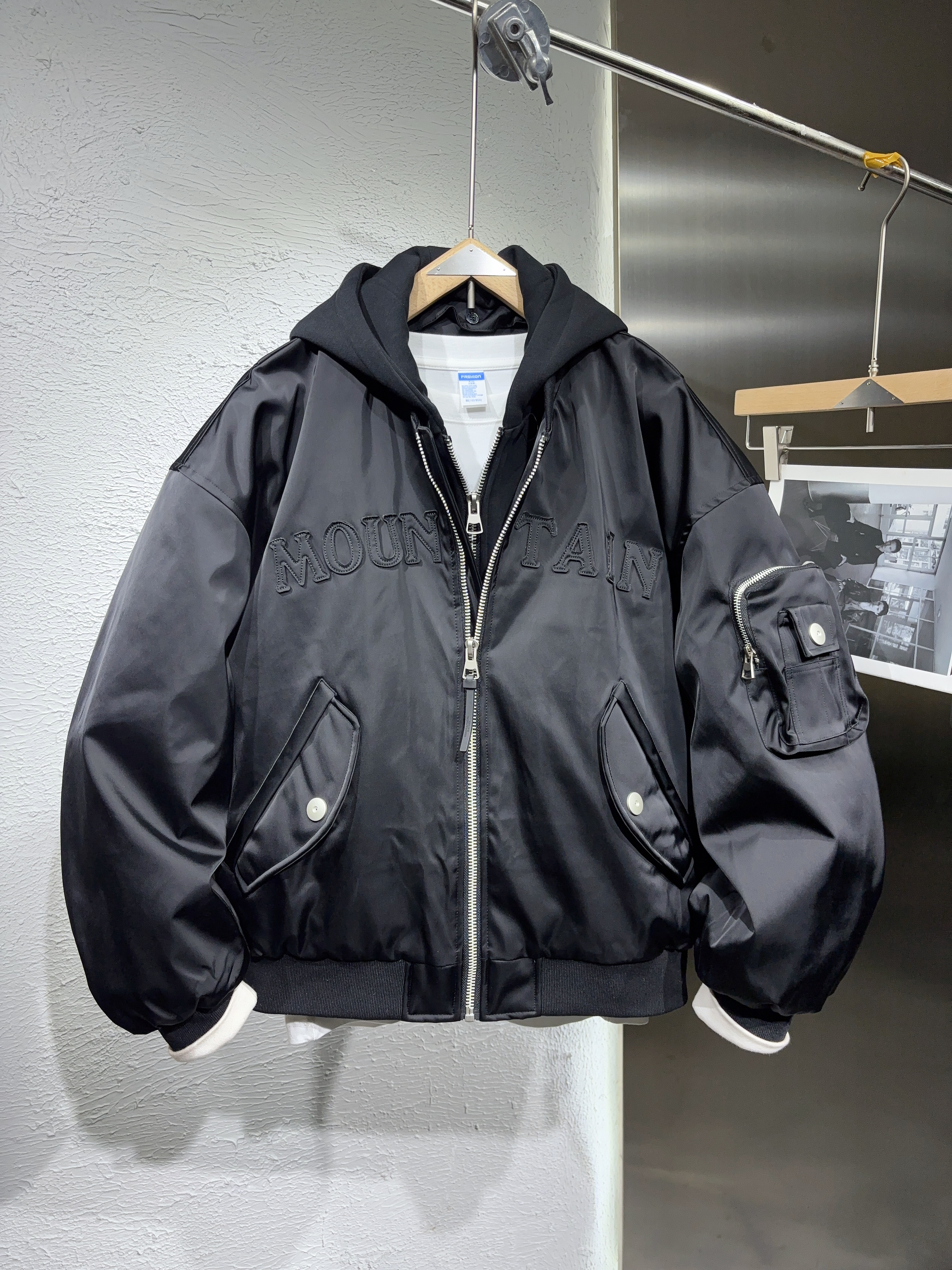 潮牌重工艺刺绣50白鸭绒羽绒服男可拆卸连帽棒球服外套加厚上衣男