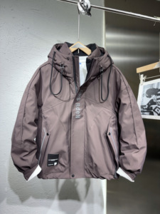 冬季新款户外连帽工装白鸭绒羽绒服男加厚保暖宽松休闲冲锋衣外套