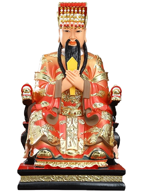 供奉玉帝王母鎏金彩绘树脂佛像