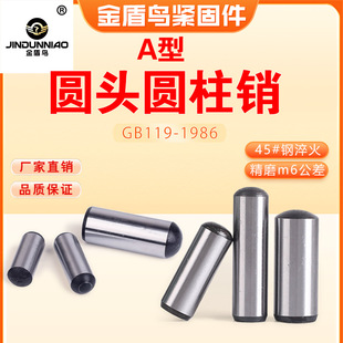 球面圆柱销45 钢淬火GB119圆头圆柱销球头定位销实心销钉m8m16m20