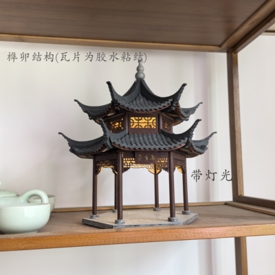 diy手工榫卯积木国风中国古建筑模型玩具益智解压礼物西湖集贤亭