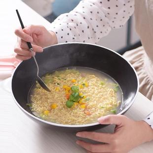 黑色白边28cm陶瓷深碗圆碗中餐火锅麻辣烫大汤碗面碗超大号碗