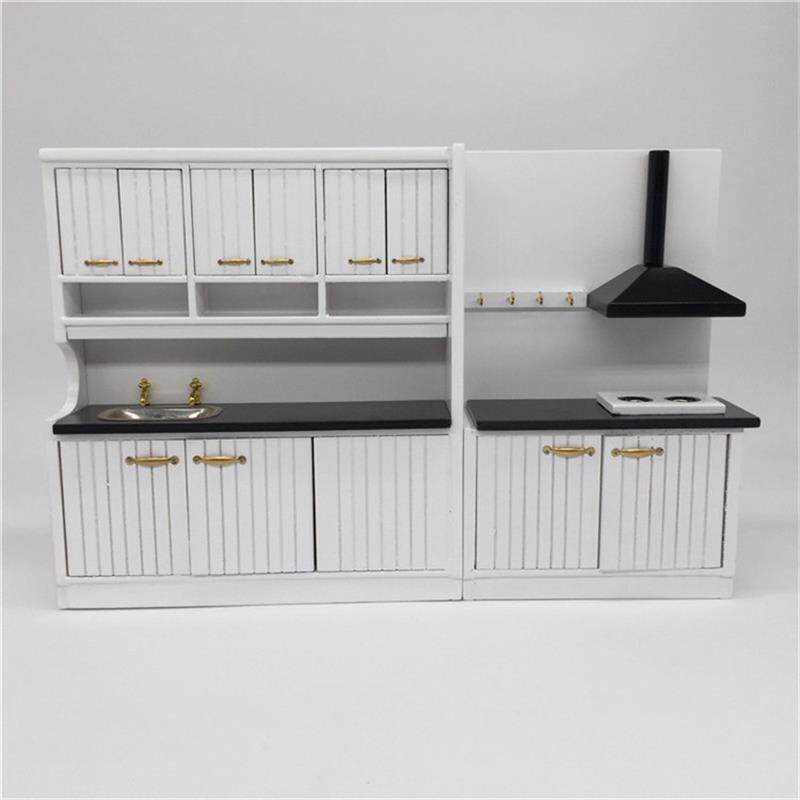 112dollhouse娃娃屋厨房场景模型白色欧式厨房两件套
