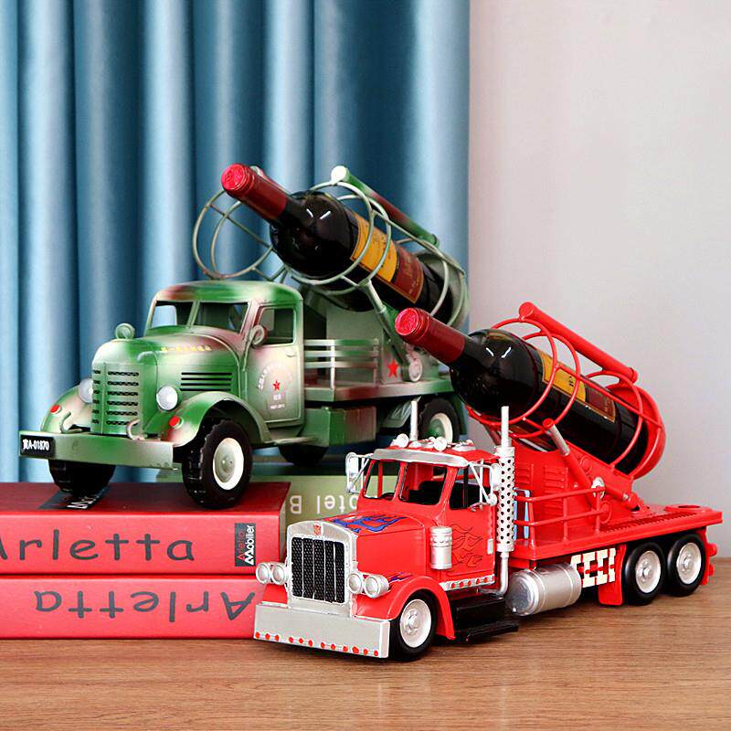 复古铁皮酒架军车模型家居摆件车模纸抽盒老式解放卡车创意装饰品