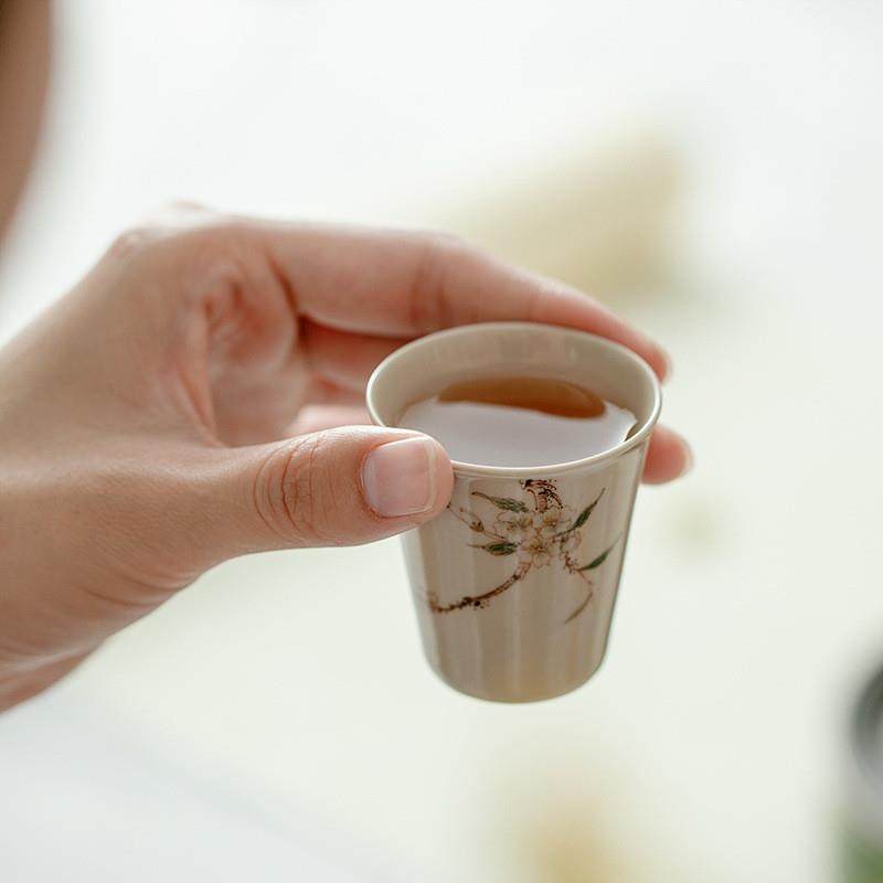 无落 原土色草木灰釉精工手绘茶杯功夫茶具单杯主人杯杯子品茗杯,餐饮具,茶杯,淘宝优惠券,粉丝福利购,淘宝优惠卷