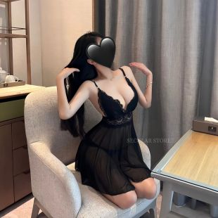 烟火贩卖店*转身沦陷 大胸大码黑色性感蕾丝网纱露背透视连衣睡裙