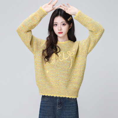 花边圆领毛衣女秋冬2026