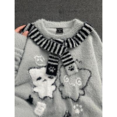 日系可爱猫咪围巾水貂绒