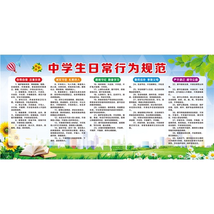 2024新版中小学生守则挂图中学生日常行为规范挂图海报班级学校