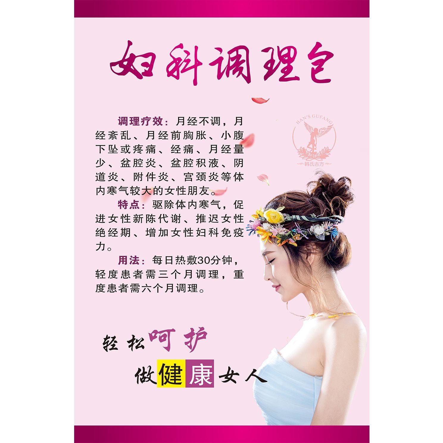 妇科调理海报私密广告图月经不调中医调理美容院养生馆装饰广告画
