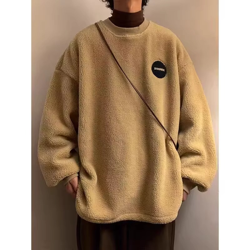 【断码优品】~新款上市◆2025秋冬青少年港风潮流羊羔毛圆领卫衣